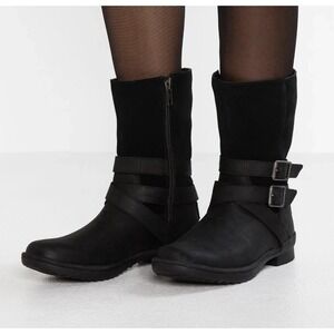 UGG Lorna Waterproof Bootie Boots Black Suede Leather Wool Womens US 6 New